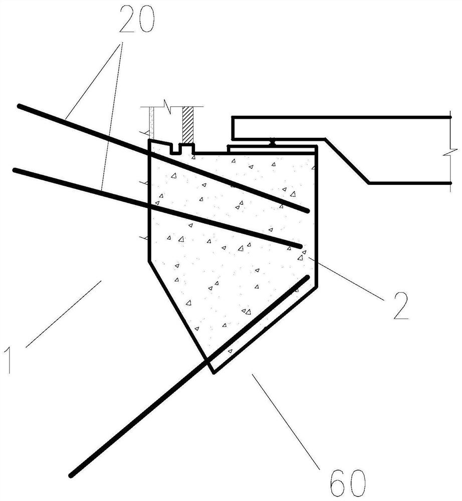 Rock wall crane beam structure and construction method thereof