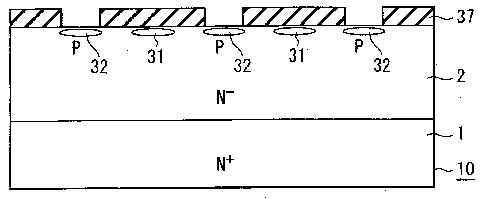 Semiconductor device having vertical metal insulator semiconductor transistors having plural spatially overlapping regions of different conductivity type