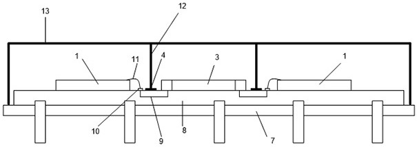 Decoupling packaging structure of surface acoustic wave filter bank