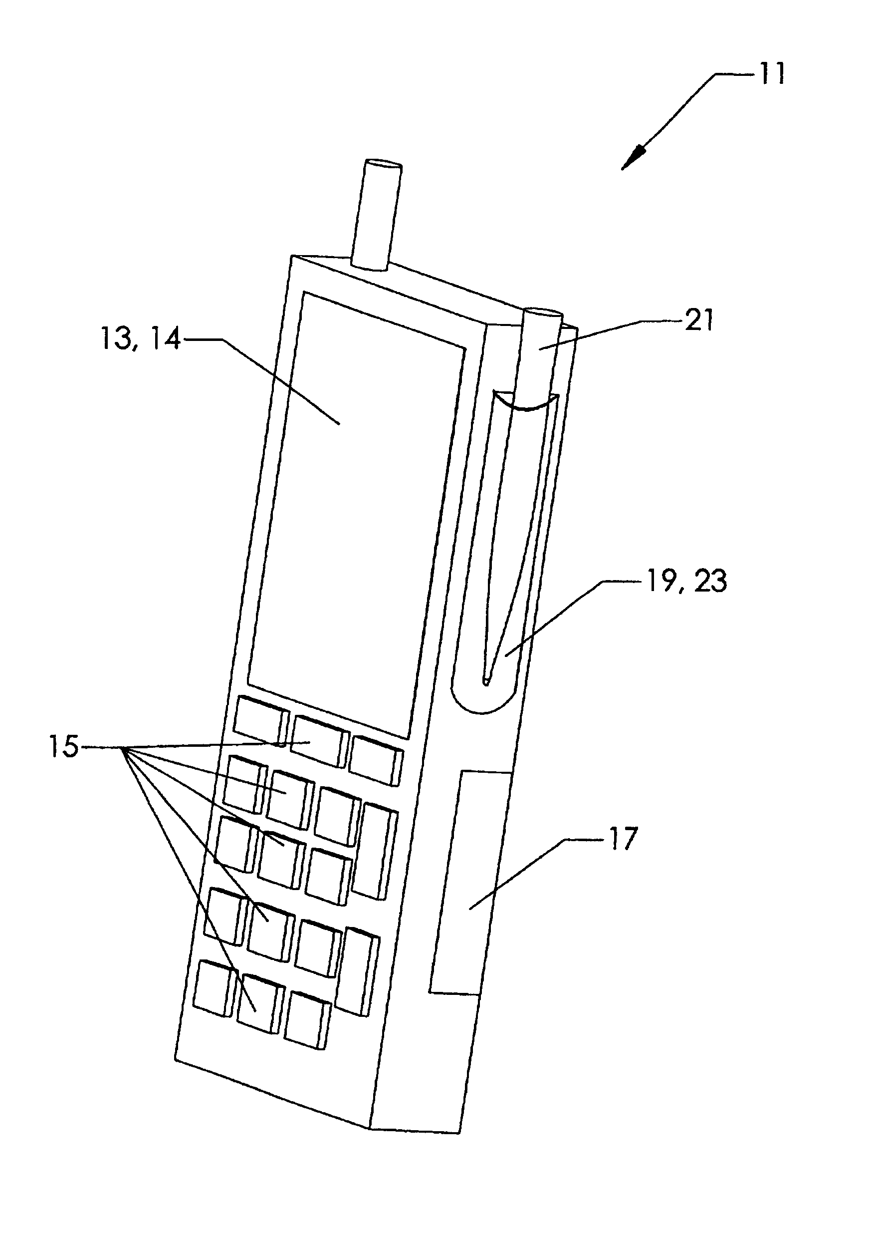Automatic activation of touch sensitive screen in a hand held computing device