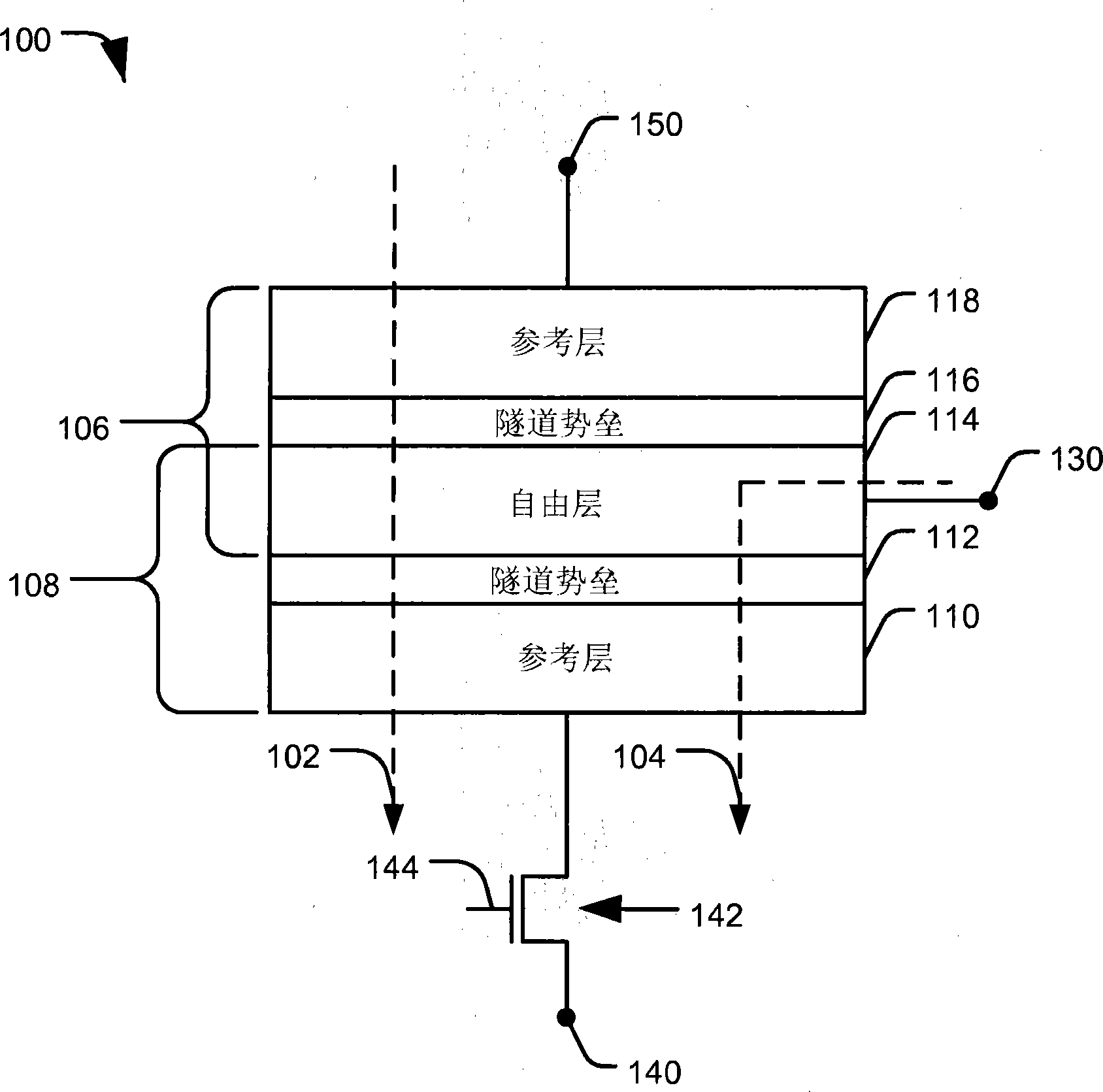 Magnetic tunnel junction device with separate read and write paths
