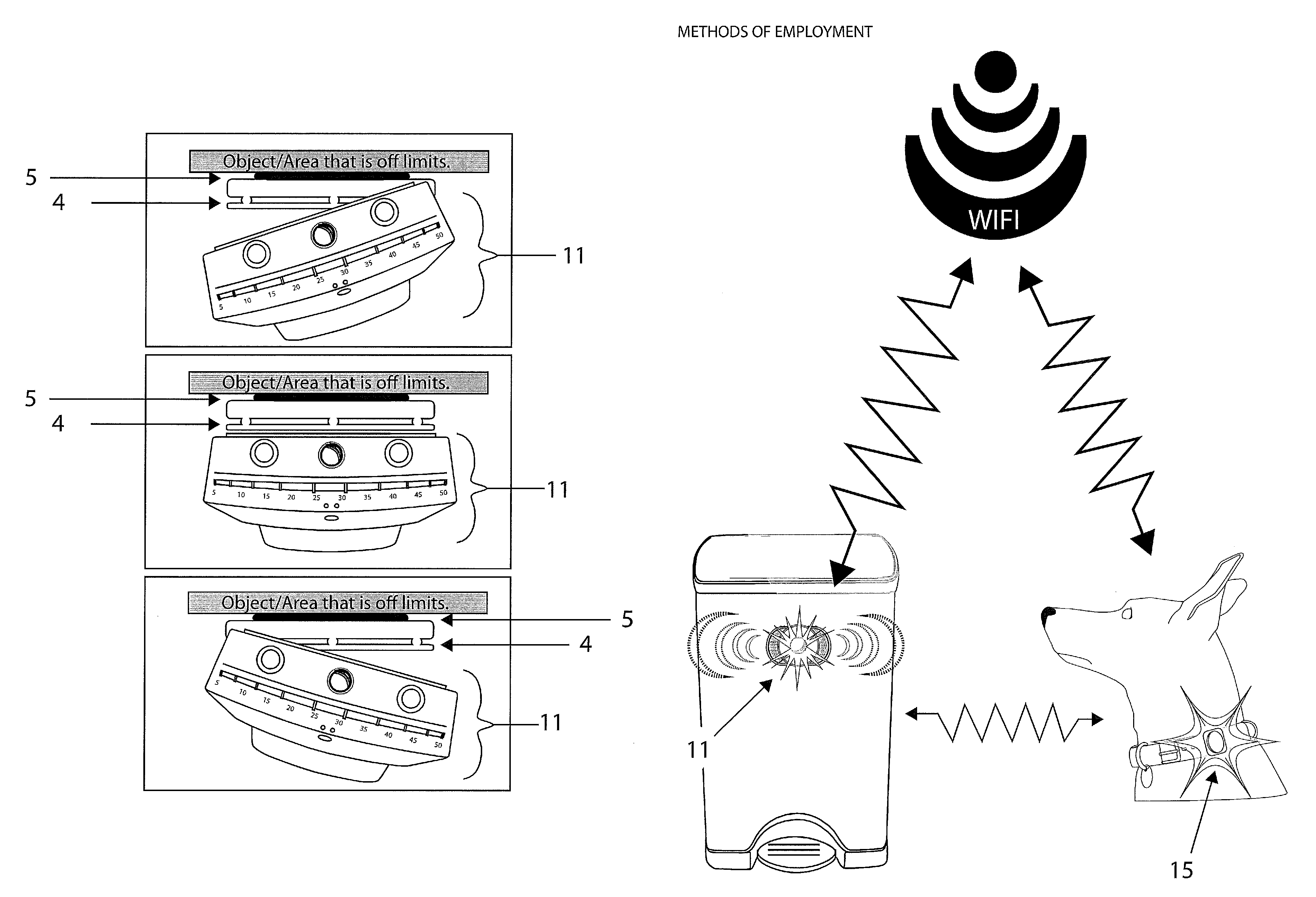 System for repelling a pet from a predetermined area