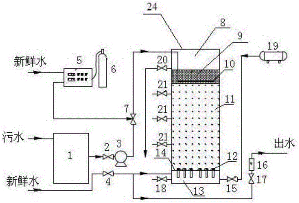 Sewage deep treatment biofilter device system and treatment process