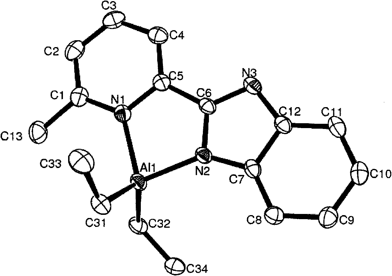 2-(nitrogen heterocycle) benzimidazole complex alkyl aluminum compound, and preparation method and application thereof