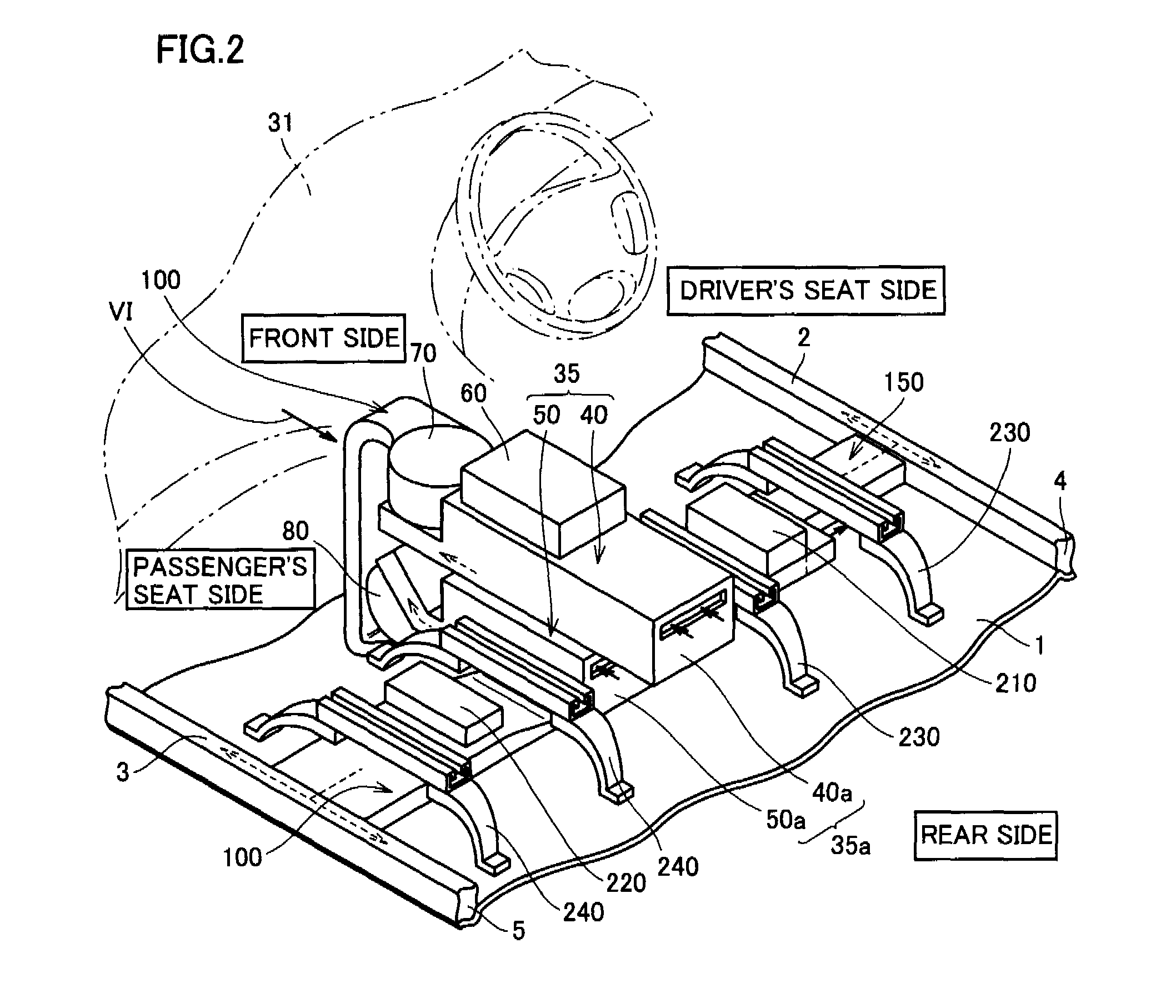 Structure for mounting power supply apparatus on vehicle