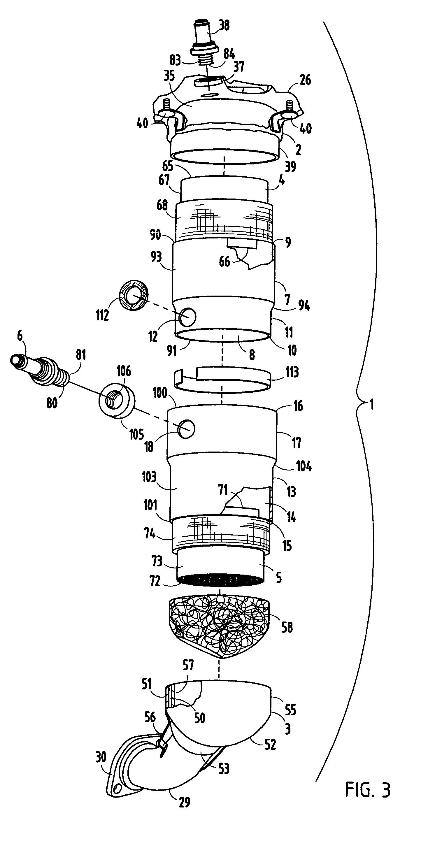 Exhaust gas treatment device with insulated housing construction