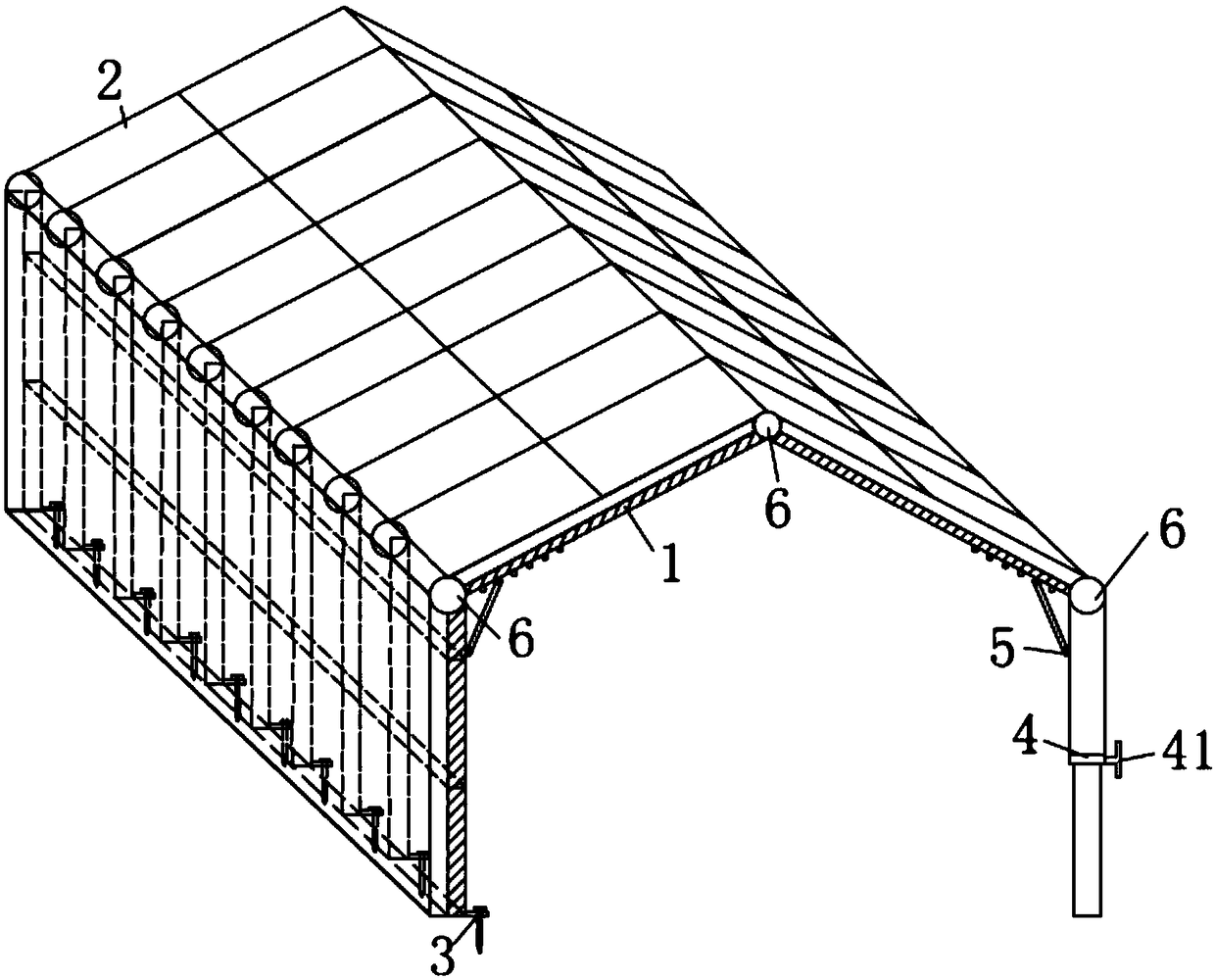 Quick emergency shed tunnel device and implementation method