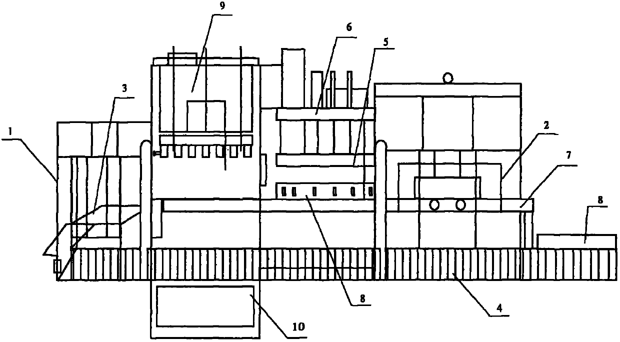 Post-molded foamed polyphenyl sandwiched composite heat insulation block making machine and implementation method