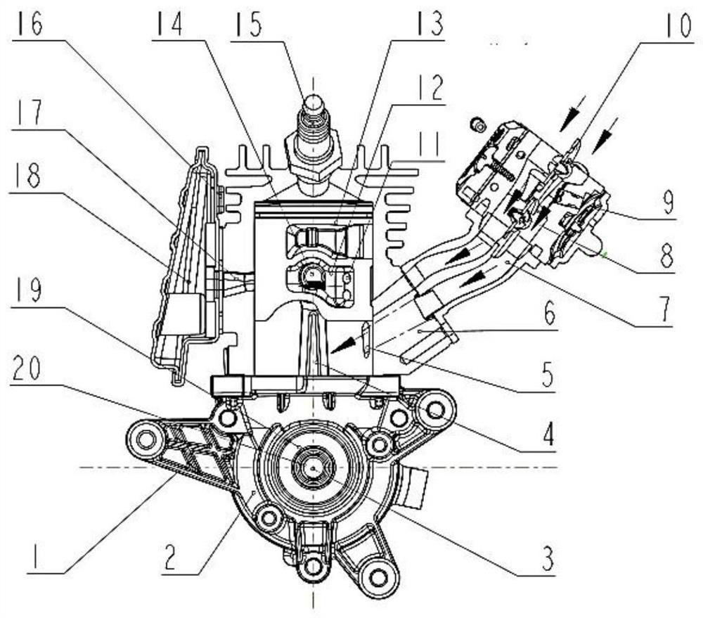 High-efficiency low-emission time stratified scavenging small two-stroke gasoline engine