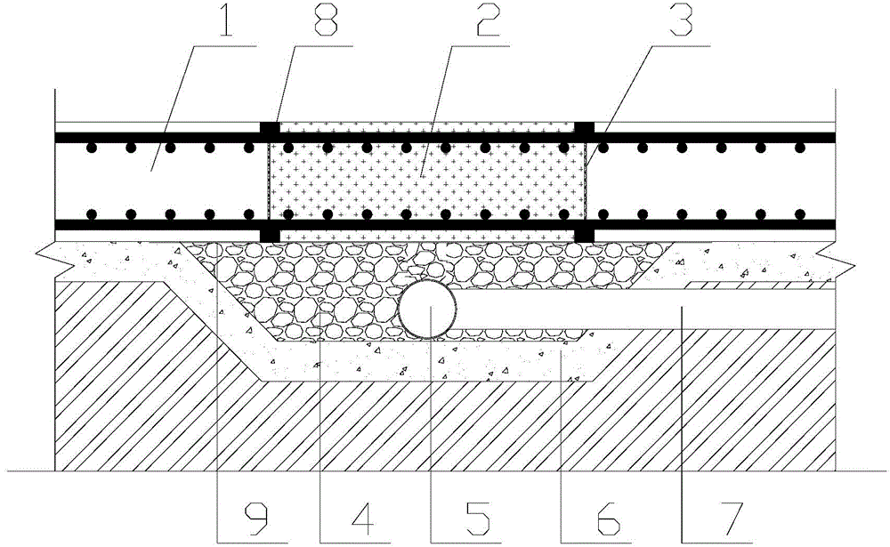 Construction method for basement floor post-cast strip waterproofing structure