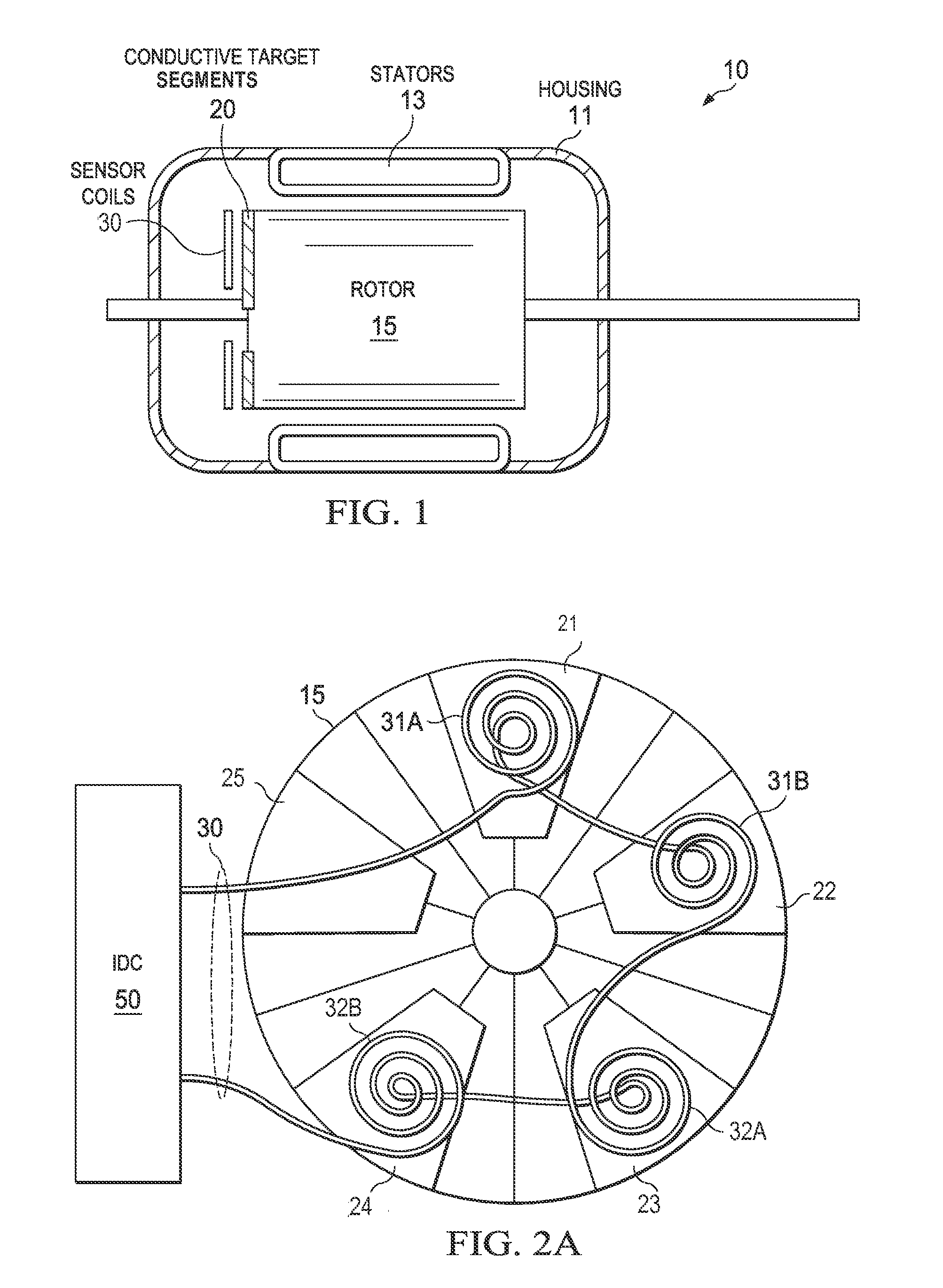 Rotational sensing with inductive sensor and rotating axial target surface
