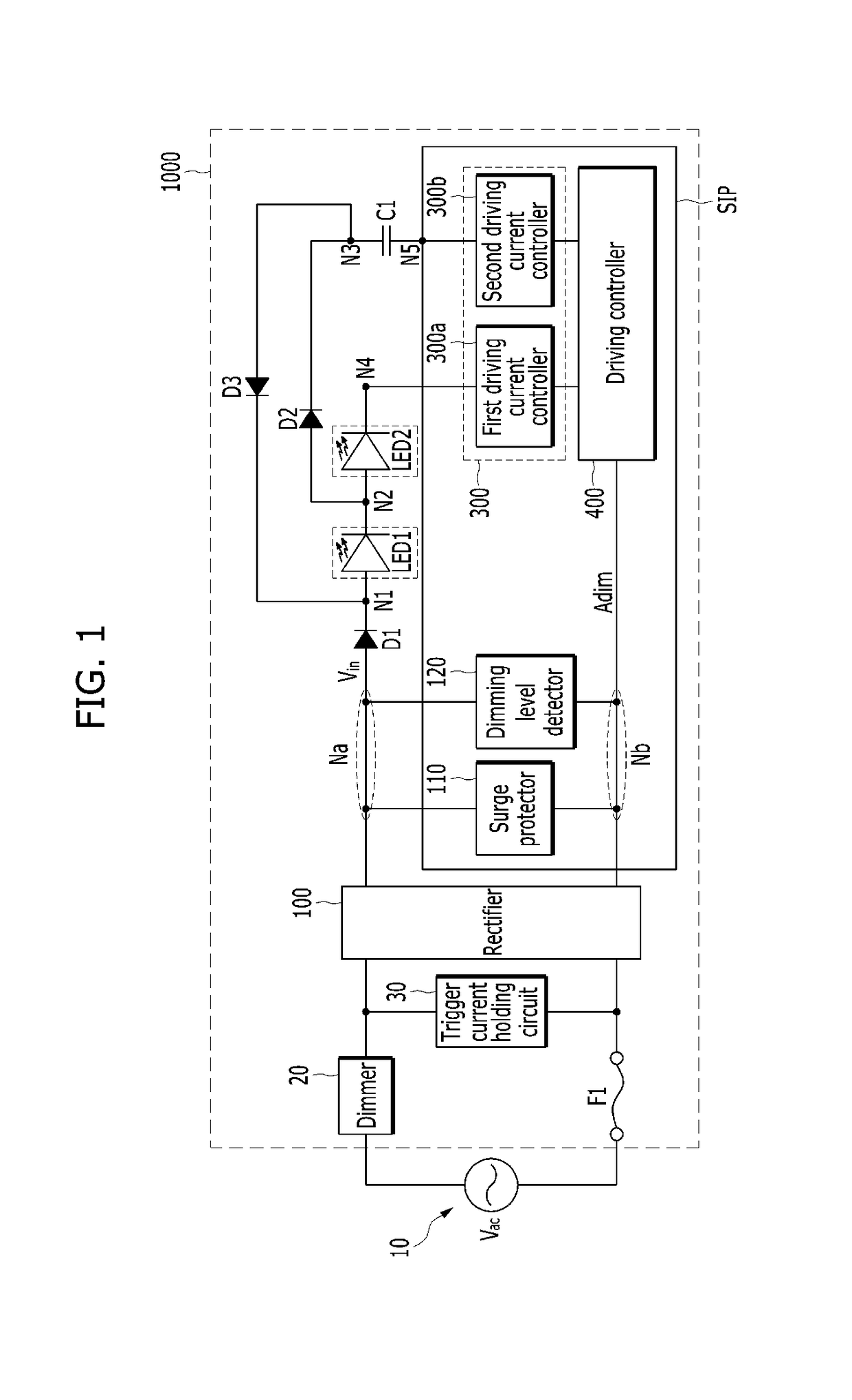 System-in-package for LED driving and LED lighting device including the same