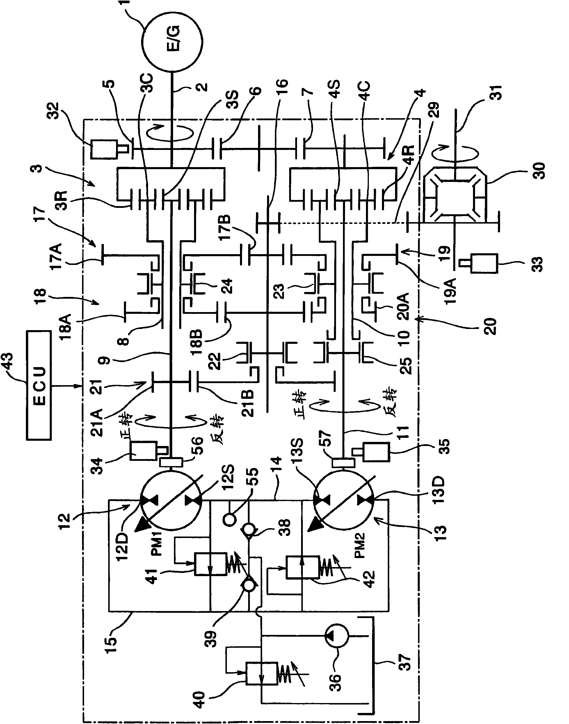 Controller of transmission of variable-capacity pump motor type
