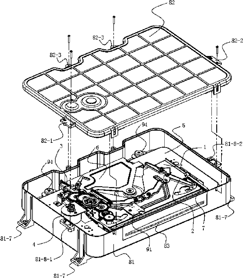 Suction disk loading device and optical pickup unit core of same
