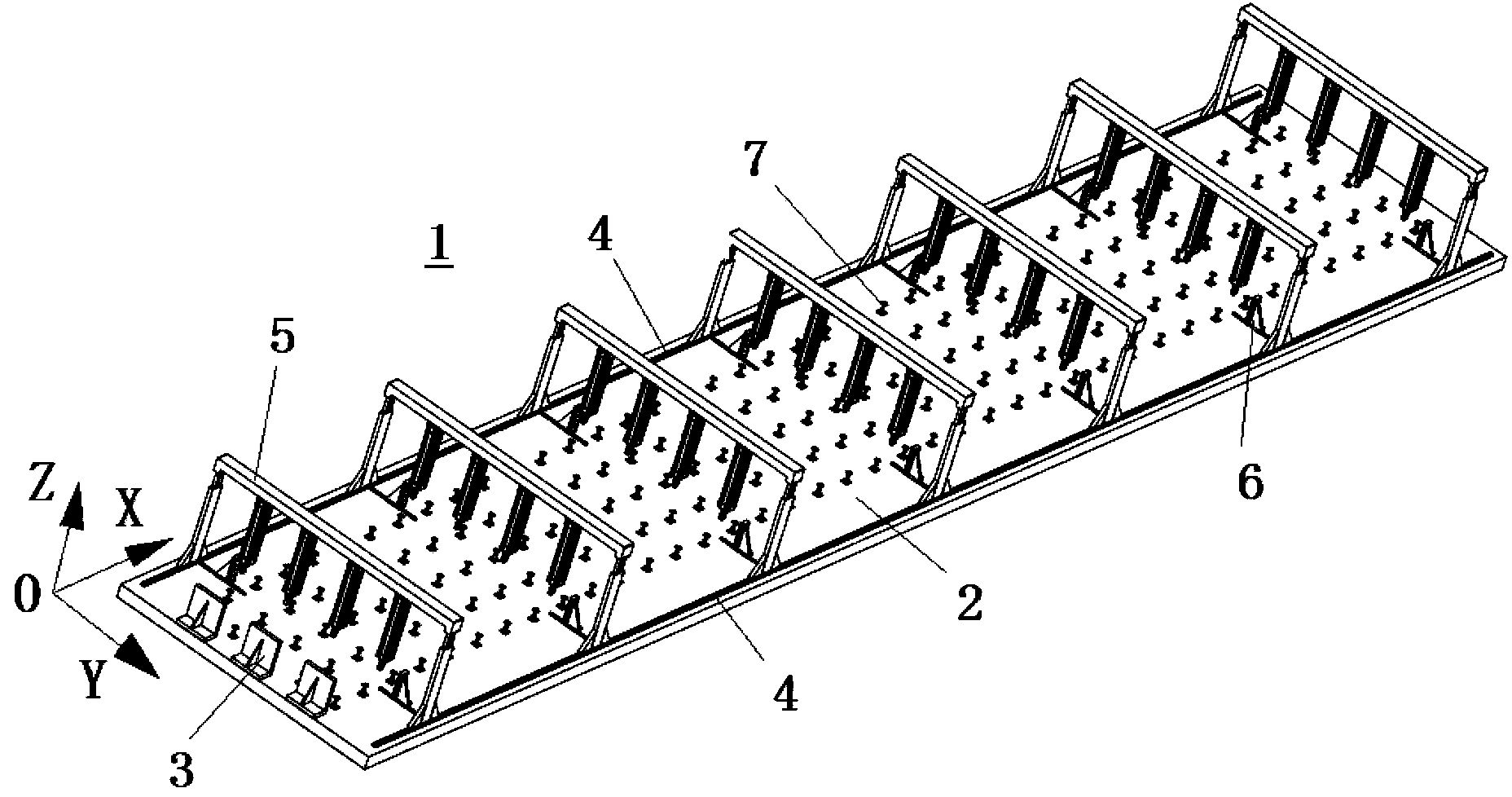 Flexible tool for detecting and machining aircraft wing panel profile and detecting and machining method