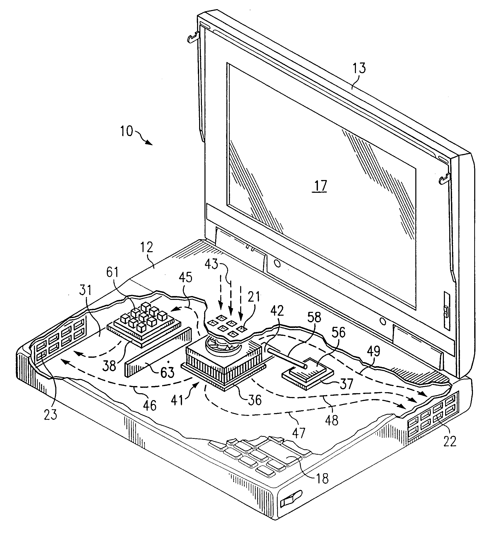 Method and apparatus for cooling a portable computer