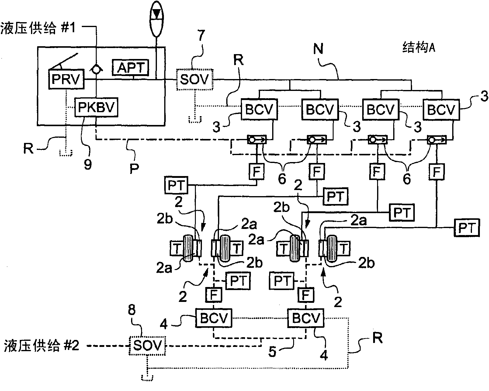 Hydraulic braking structure for aircraft with half-cavity brake