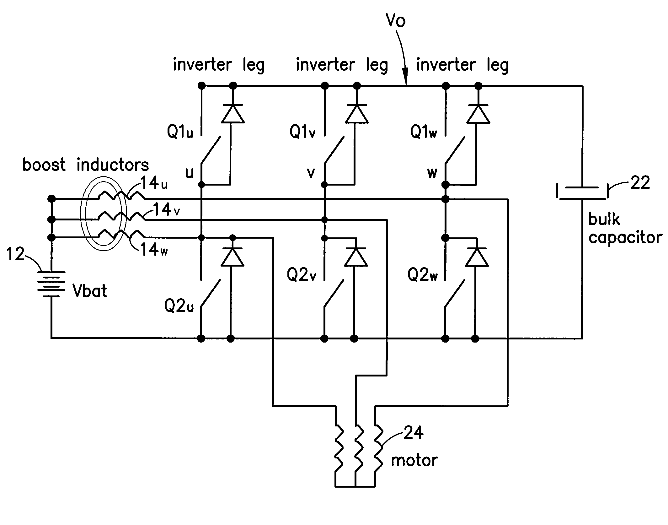 Single stage integrated boost inverter motor drive circuit