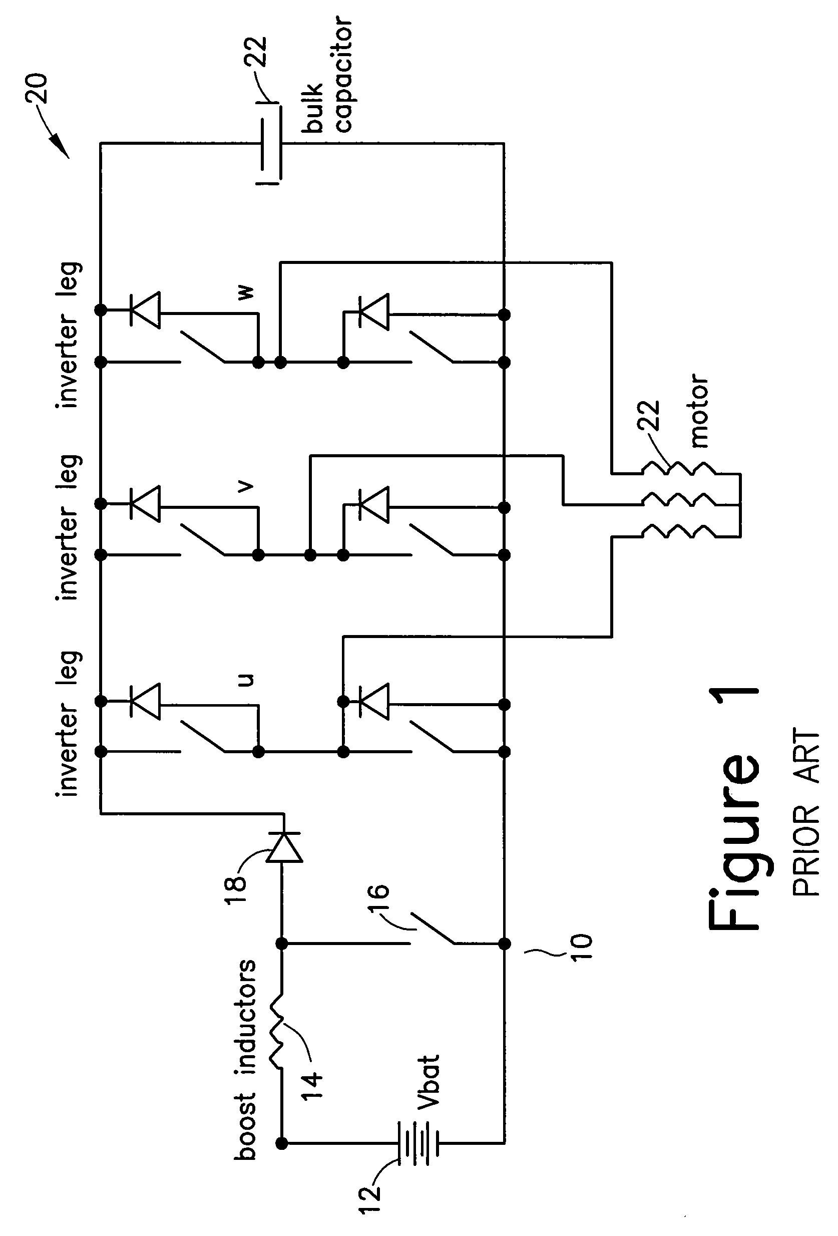 Single stage integrated boost inverter motor drive circuit