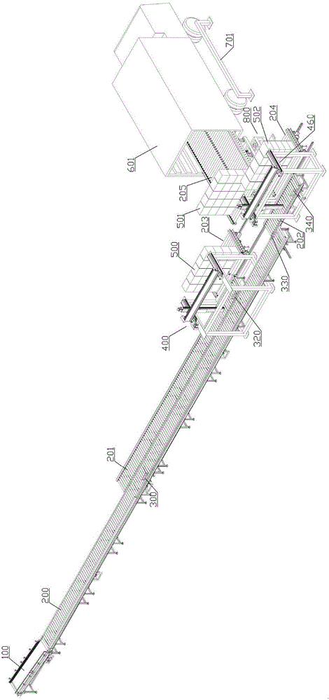 Conveying, automatic sorting, stacking and transferring system for explosive bags