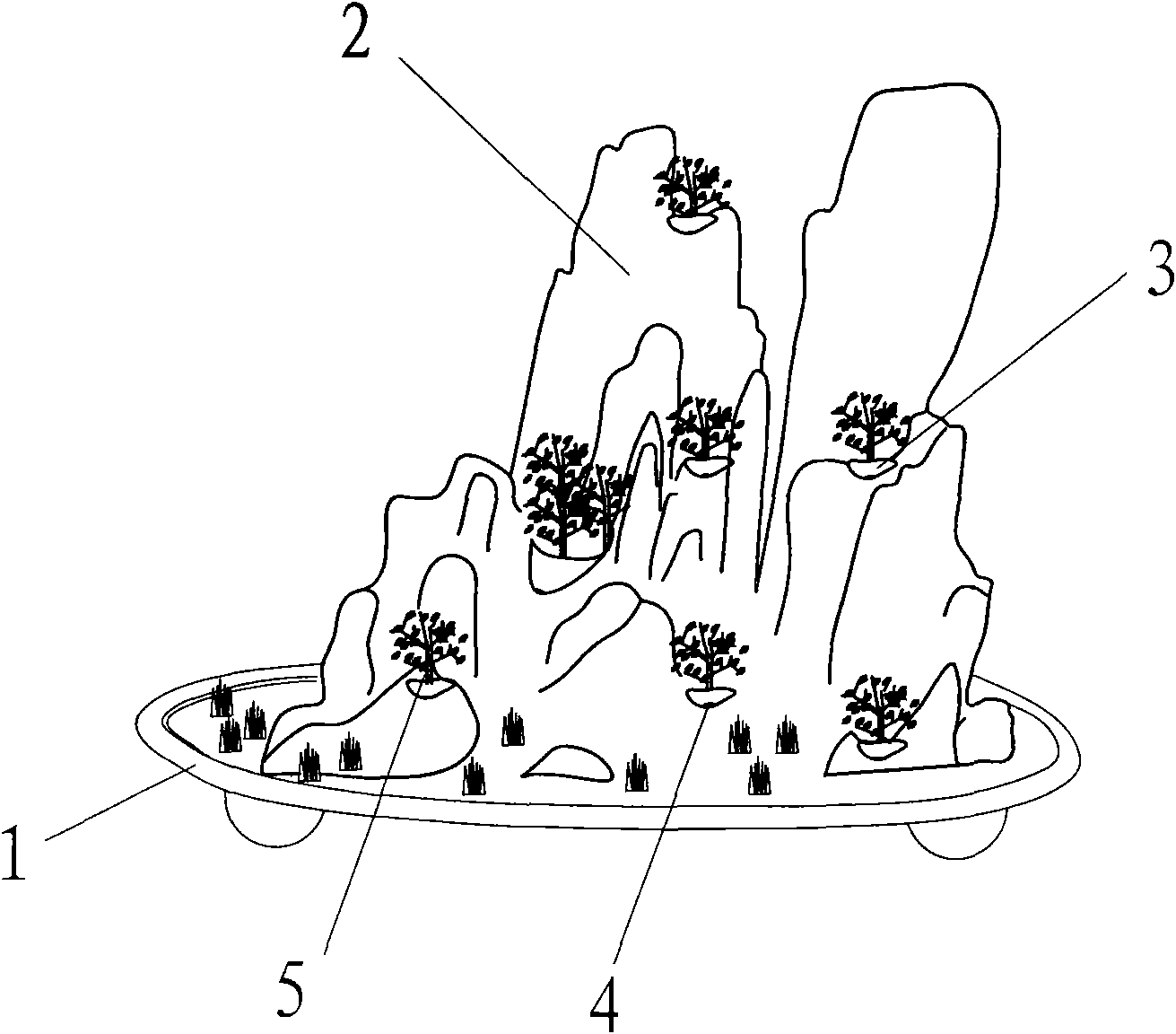 Activated bonsai of die stump and artificial hill and a manufacturing method thereof