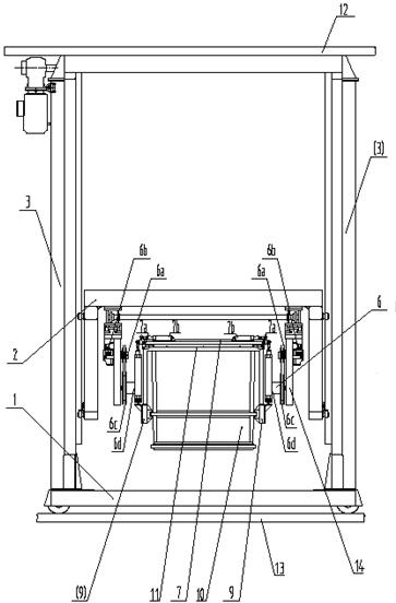 Translation type movable box overturning and material dumping device