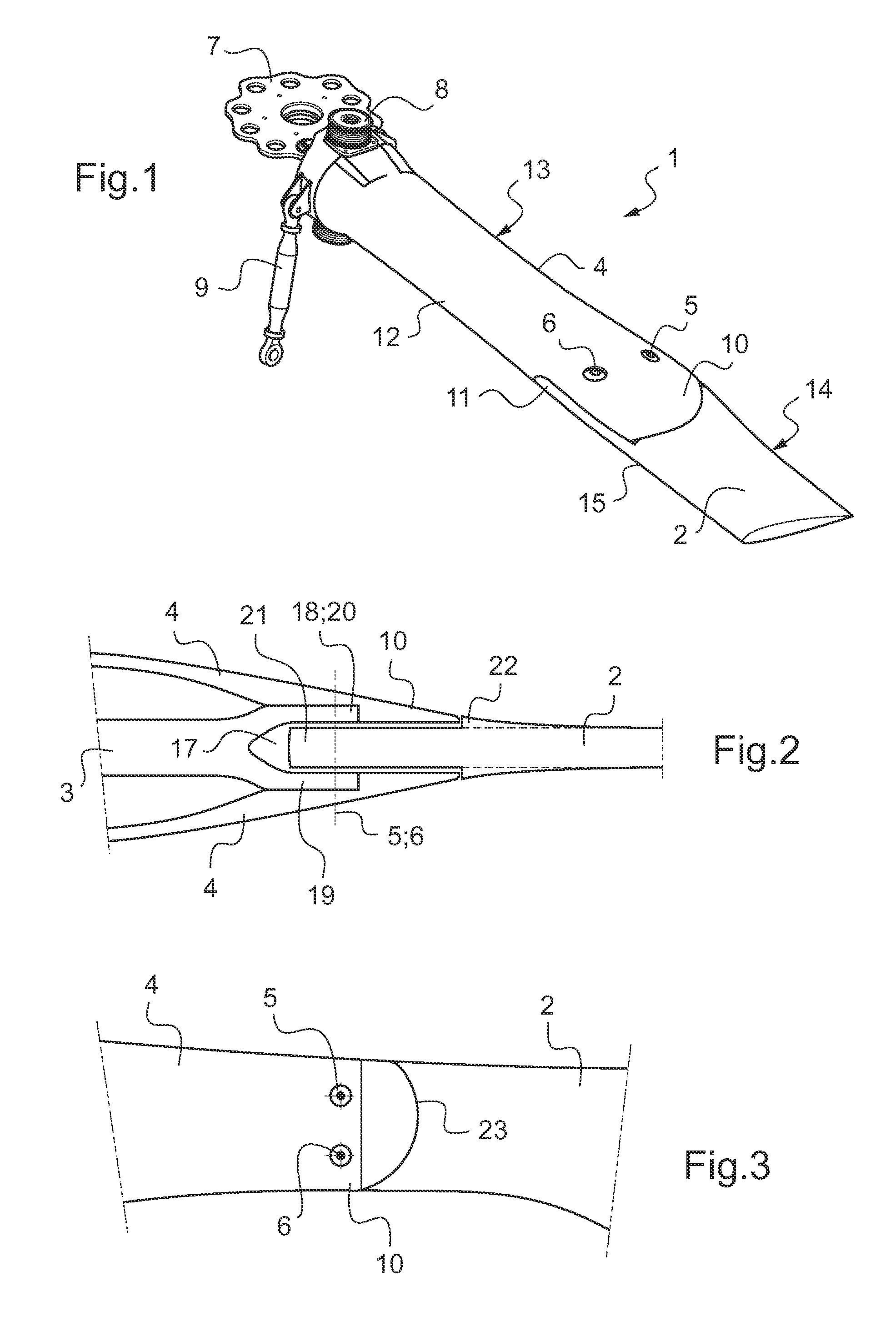 Aerodynamic blade attachment for a bearingless rotor of a helicopter