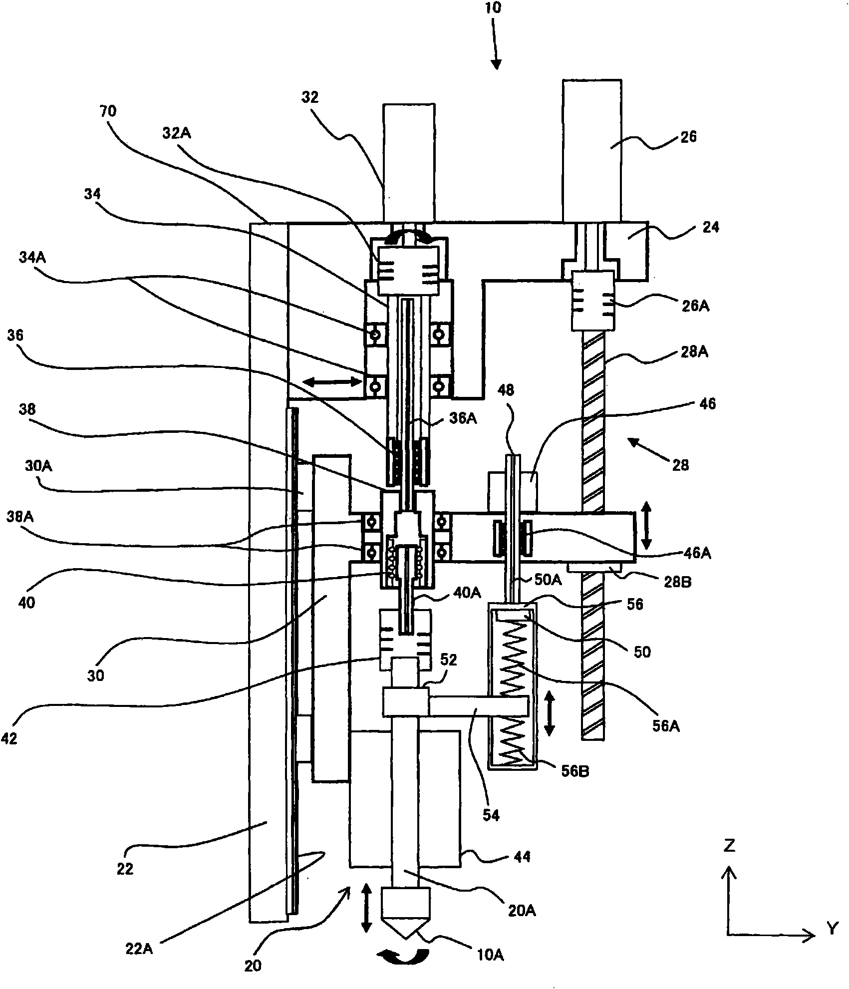 Carrying head of electronic components
