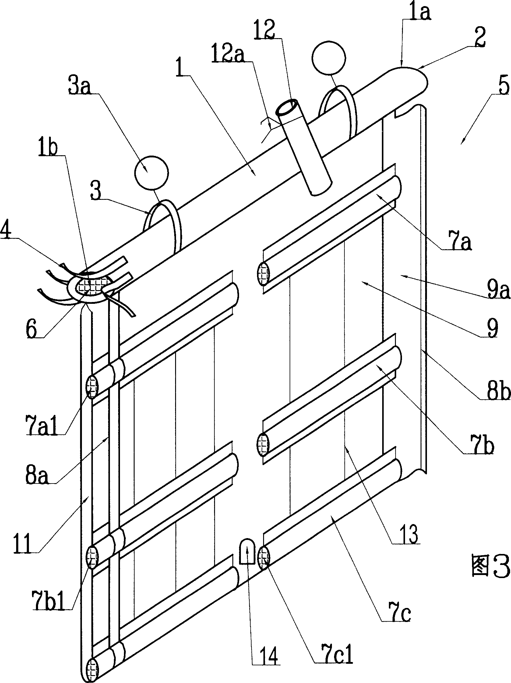 Flexible curtain wall, and aero amphibious preparation, method for continuous laying it in unlimited water area