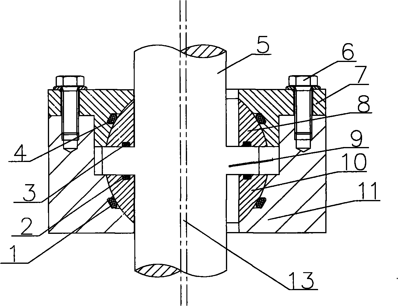 Floating sealing structure of thrust shaft rod