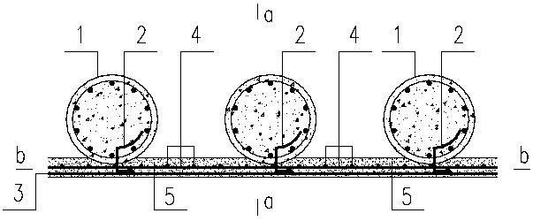Continuous protection structure of soil between filling piles