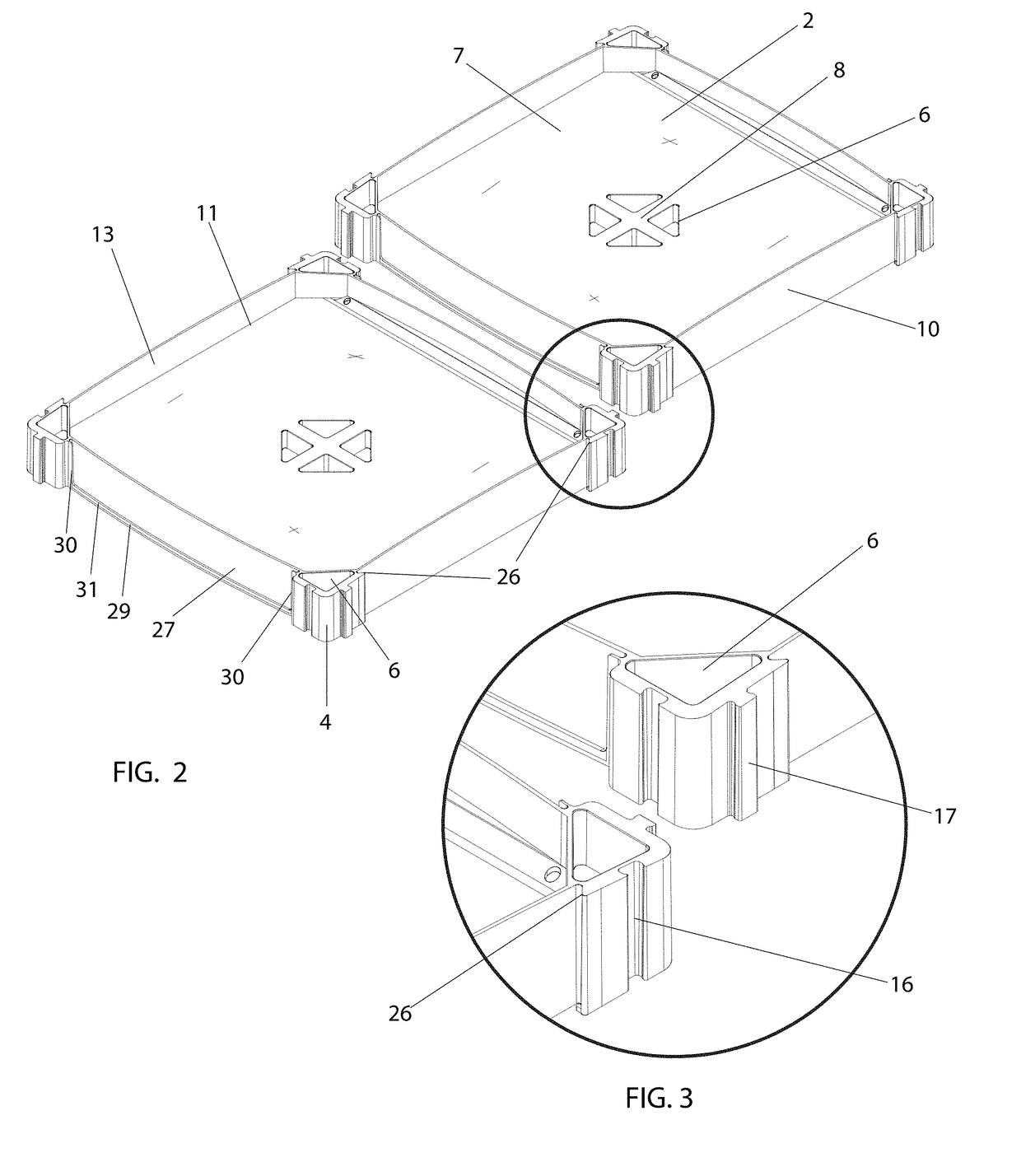 Configurable and dismantlable display case system comprising a plastic shelving unit with trays at different levels, and method of assembly