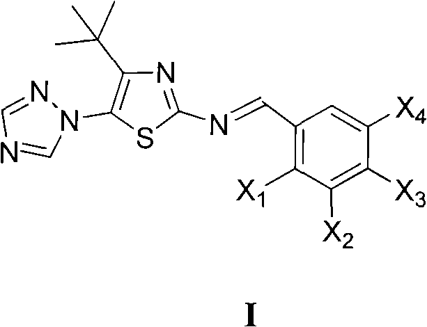 Medication application of 4-tert-butyl-5-(1,2,4-triazol-1-yl)-2-benzyliminothiazole