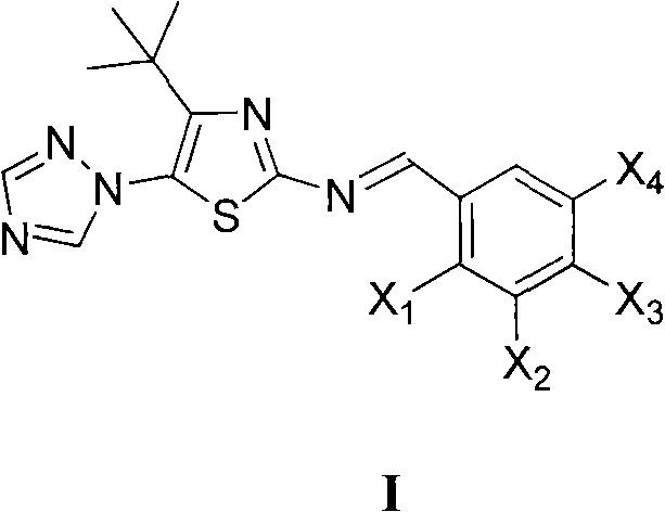 Medication application of 4-tert-butyl-5-(1,2,4-triazol-1-yl)-2-benzyliminothiazole