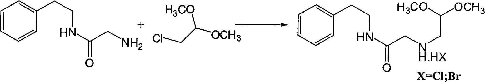 Preparation method for N-(2-phenyl)ethyl-2-[(2,2-dimethoxyethyl)amino]acetamide halate