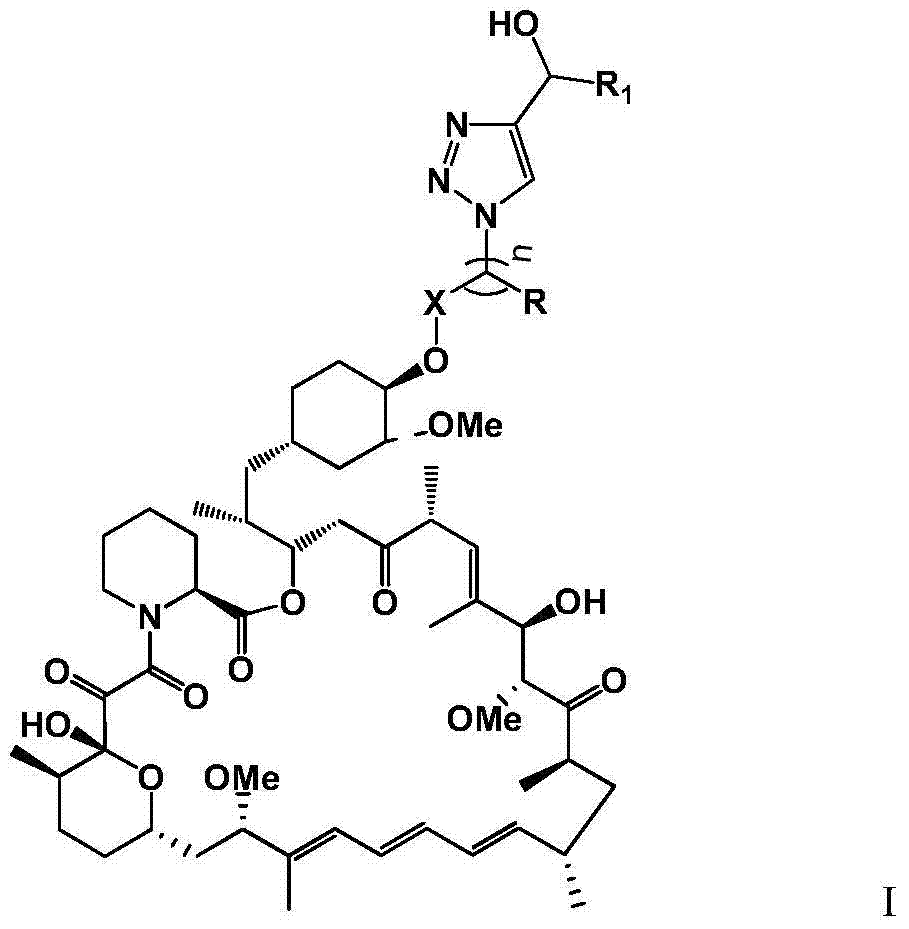 Triazole derivatives of rapamycin and application
