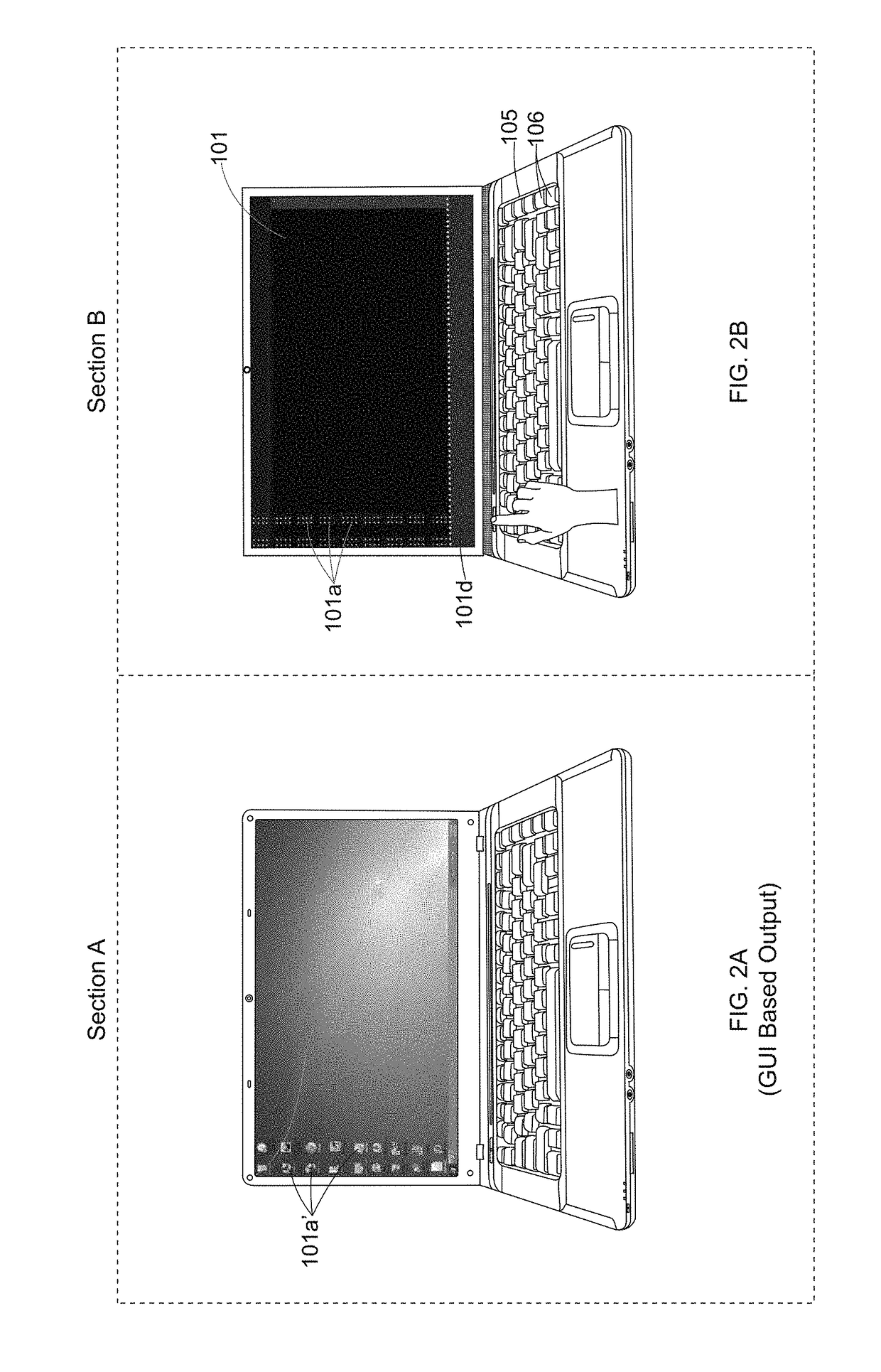 Laptop computer with user interface for blind, and method for using the same