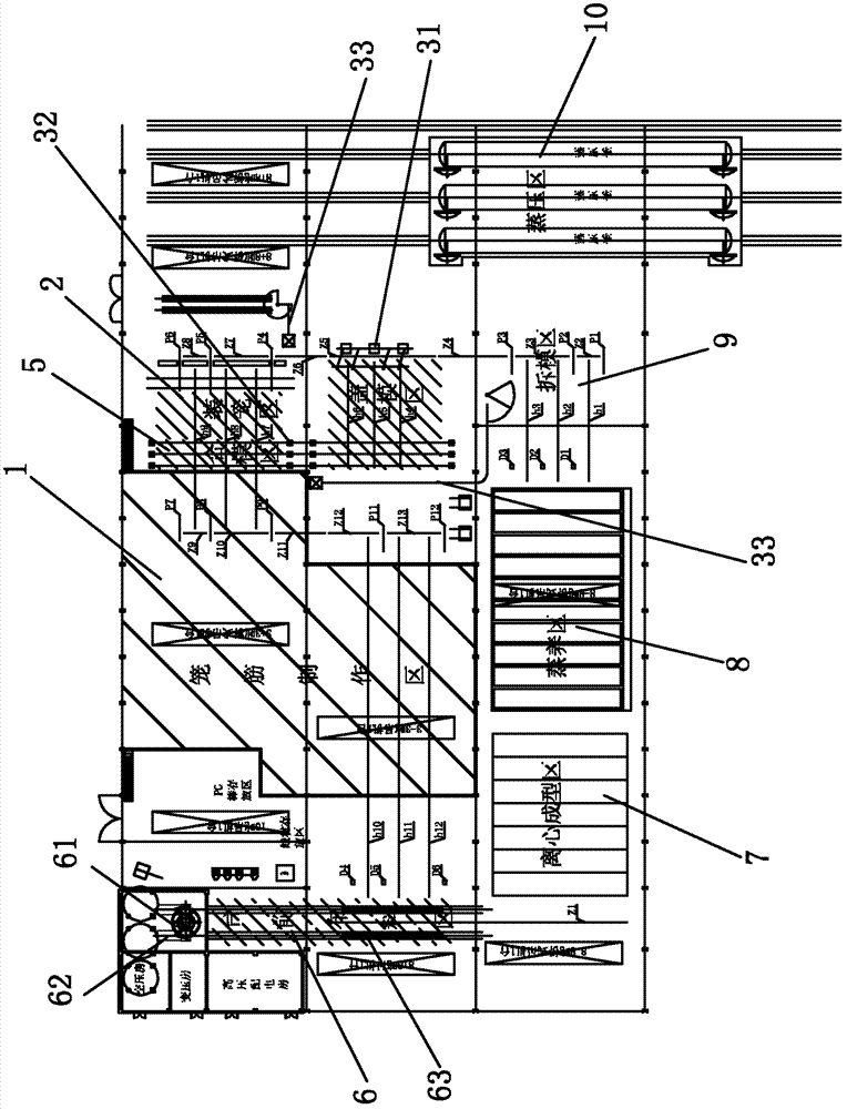 Automatic production line for pipe pile