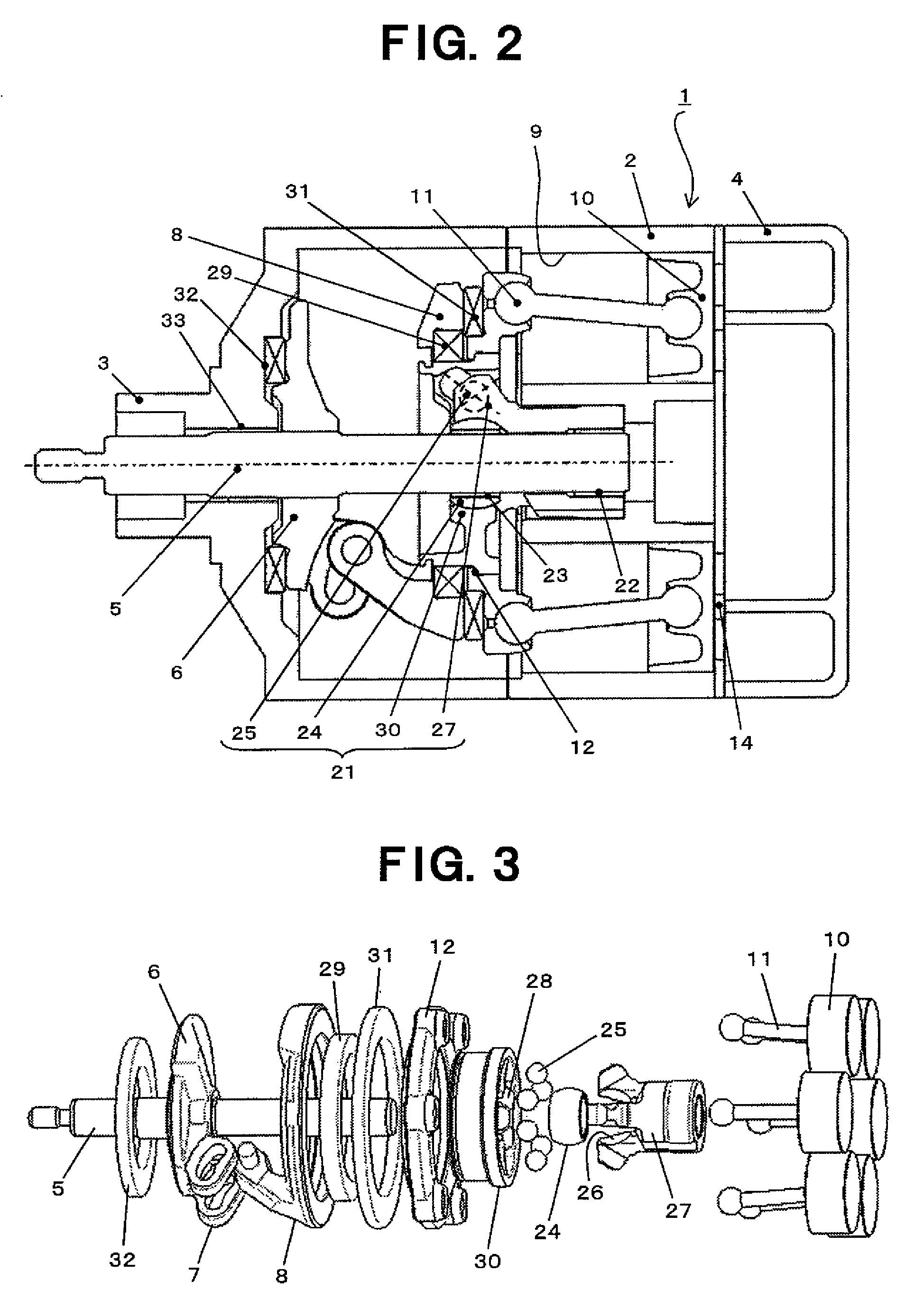 Wobble plate type variable displacement compressor