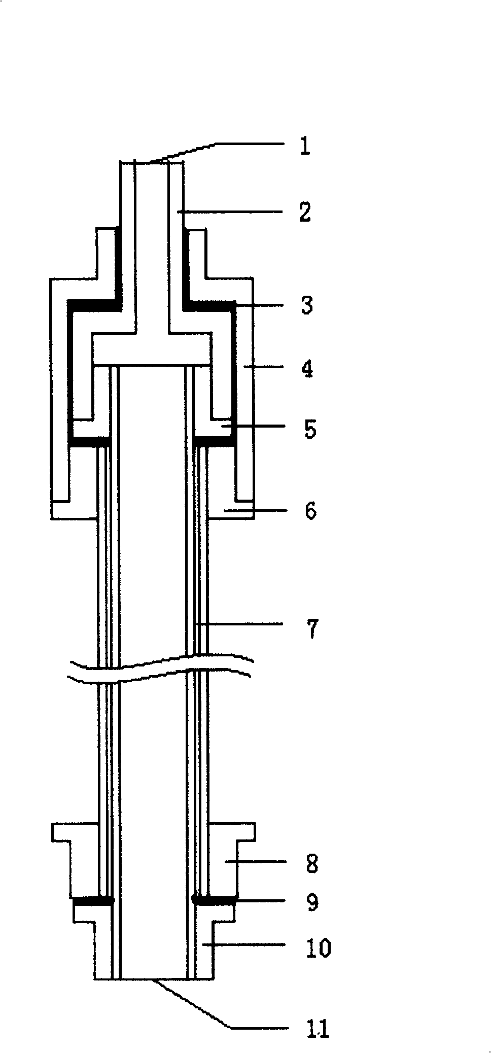 Positive-negative integral current lead structure with screw section and its manufacturing method