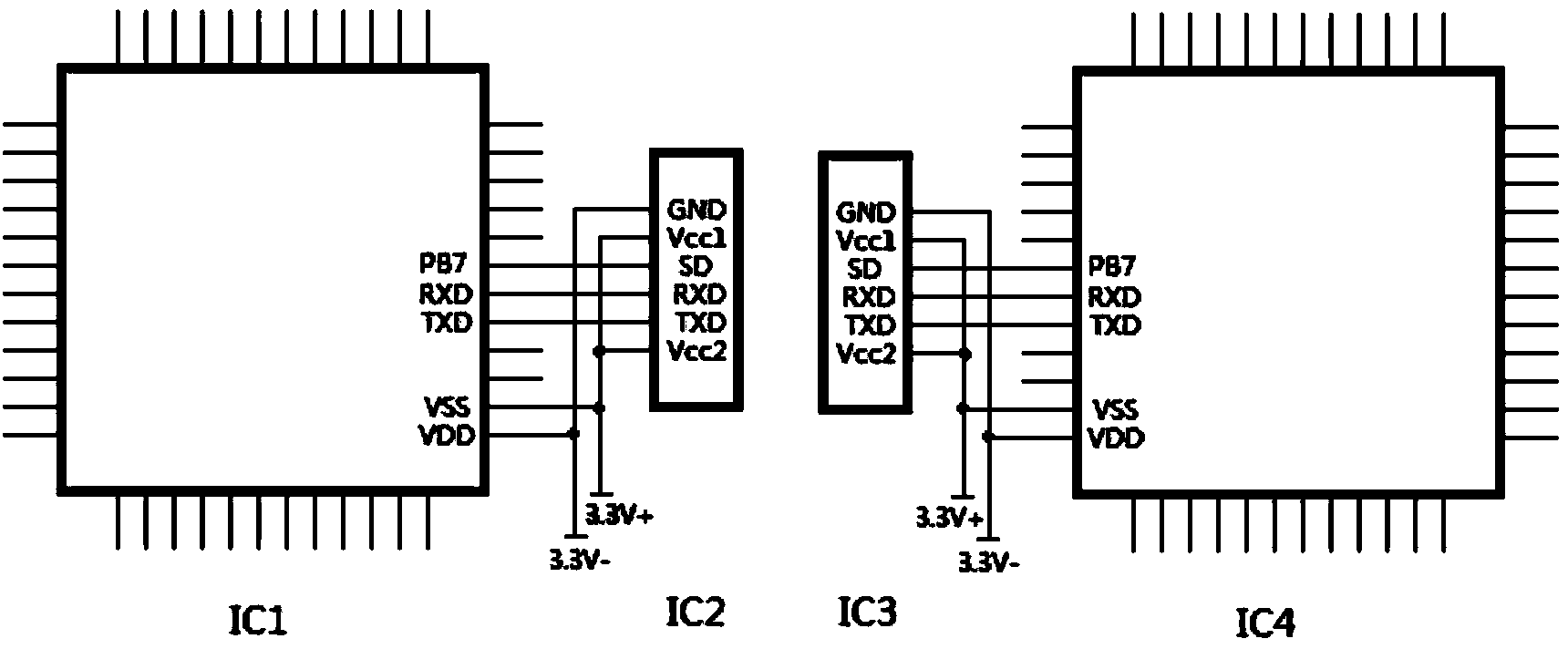 Optical communication circuit of functional modules and controllers in DCS (data transmission system) control system