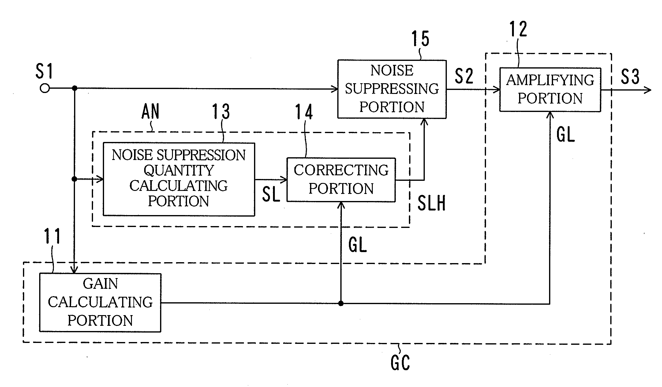 Audio signal processing device and noise suppression processing method in automatic gain control device