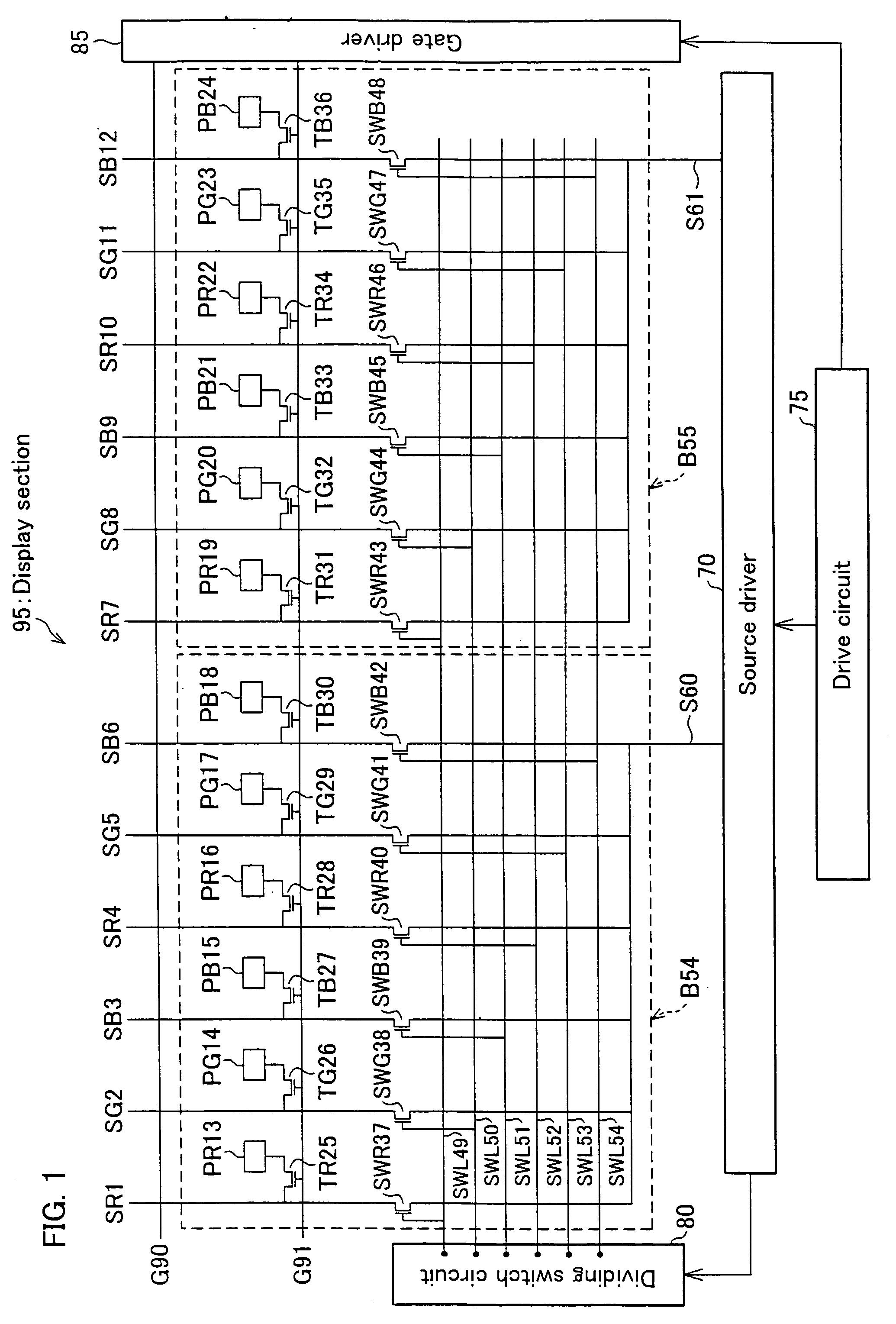 Method of driving data lines, and display device and liquid crystal display device using method