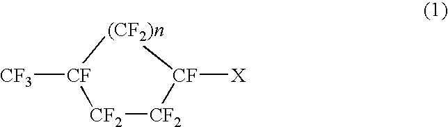 Perfluoronated cycle-containing tertiary amines used as a basis for gas-conveying emulsions and device for the production thereof