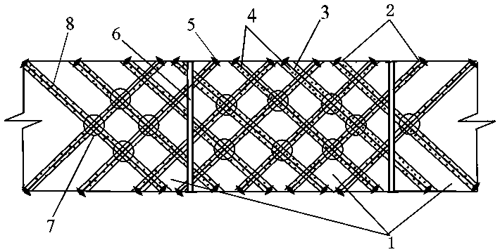 Prefabricated oblique slow bonded prestressed concrete pavement structure