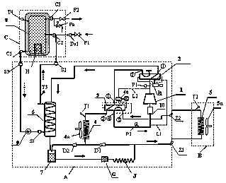 A three-cycle hot water air conditioner