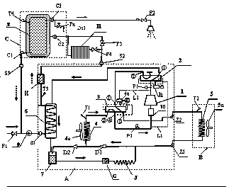 A three-cycle hot water air conditioner