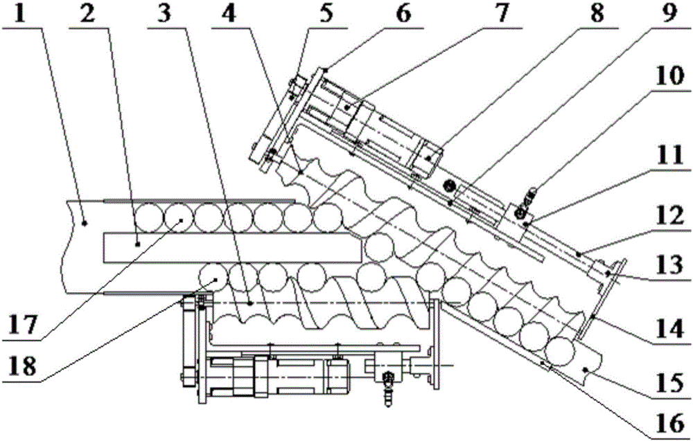 Continuous material flow collecting and conveying device based on special-shaped screw rods