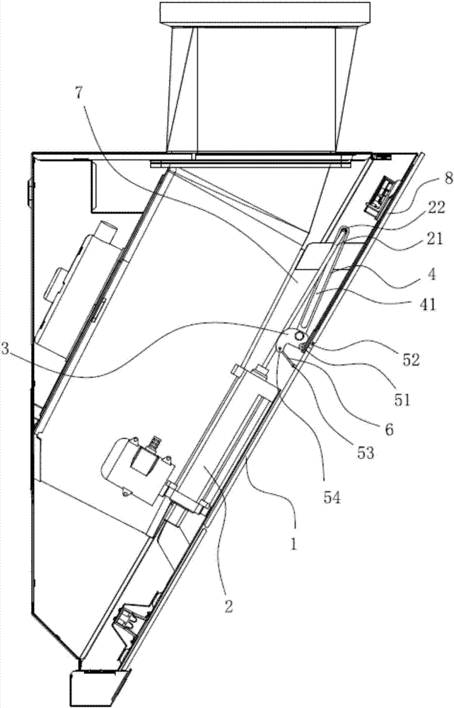 Extractor hood panel opening and closing structure and extractor hood