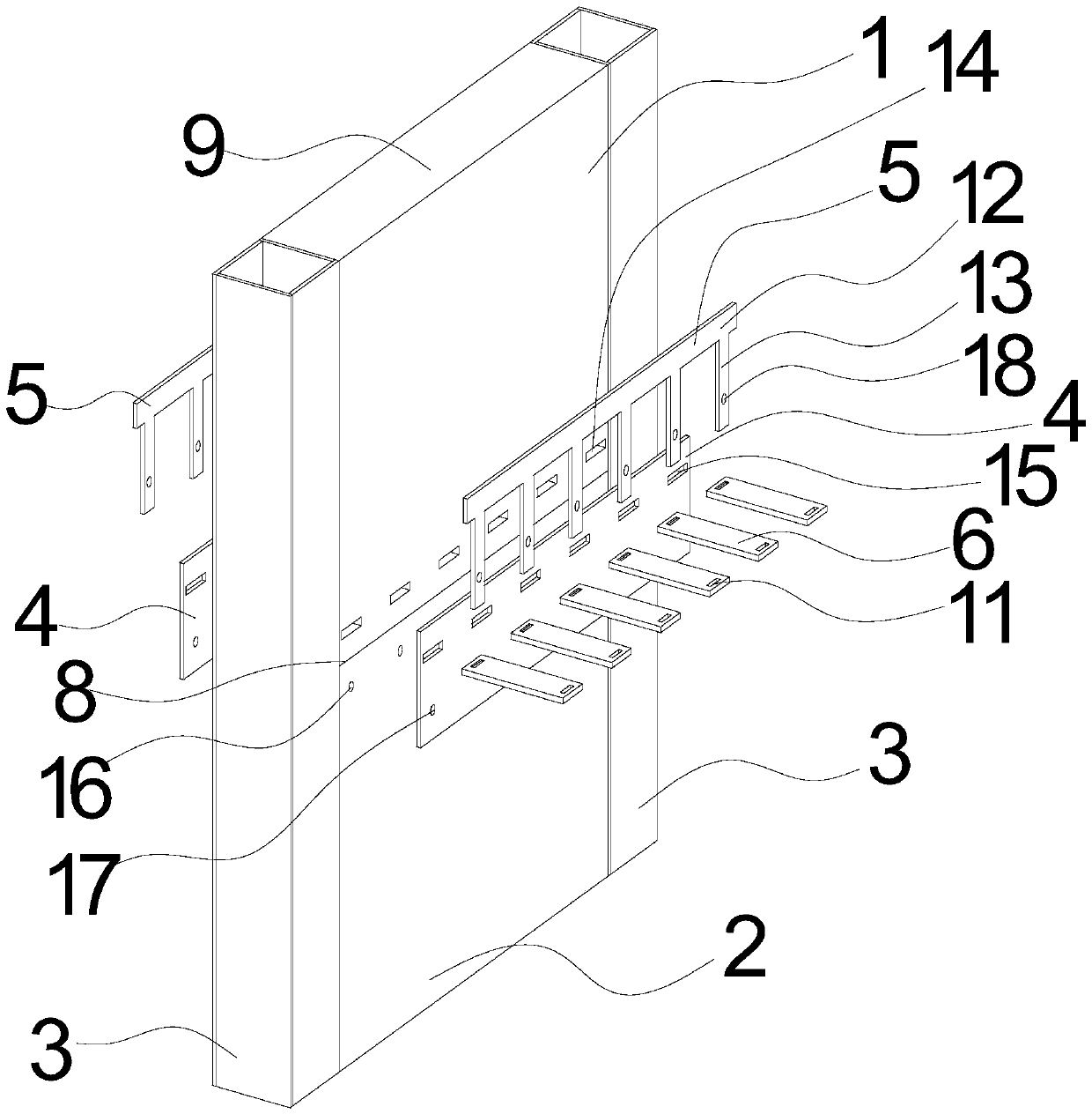 Prefabricated profiled steel sheet combined shear wall and construction method thereof